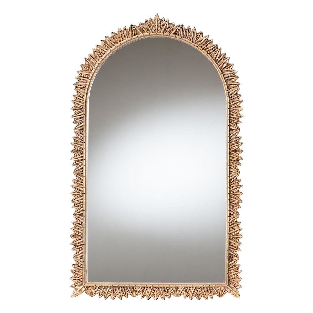 Baxton Studio Caitlin Antique Gold Finished Wood Arch Accent Wall Mirror. Picture 1