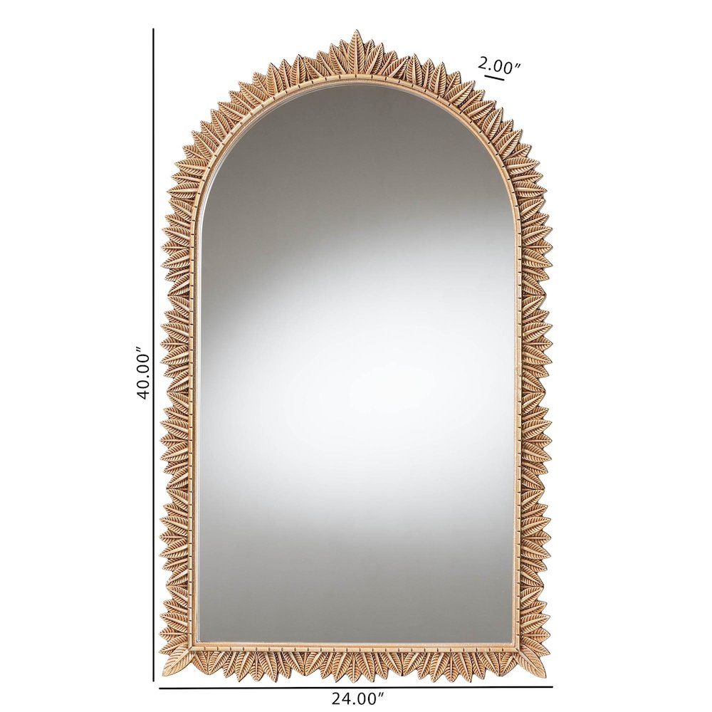 Baxton Studio Caitlin Antique Gold Finished Wood Arch Accent Wall Mirror. Picture 4