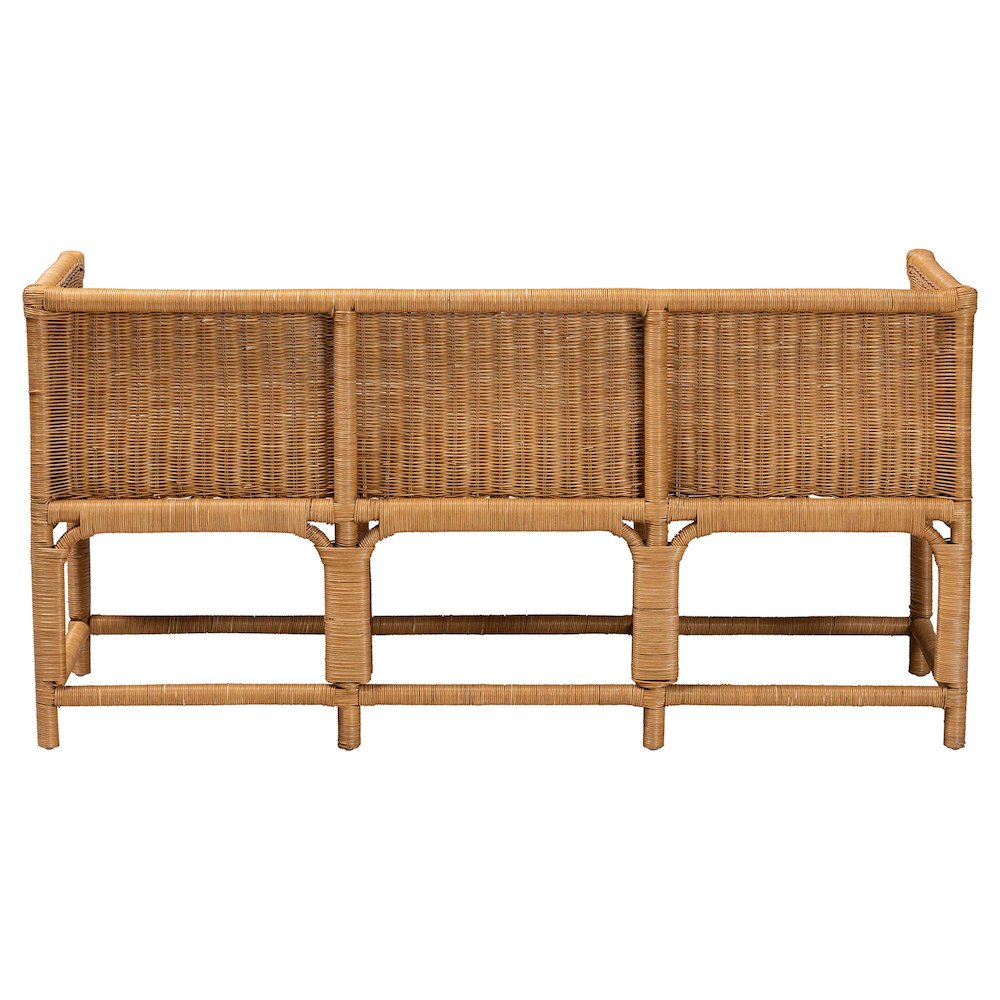 Seranay Bohemian Scallop Light Honey Rattan Accent Bench. Picture 4