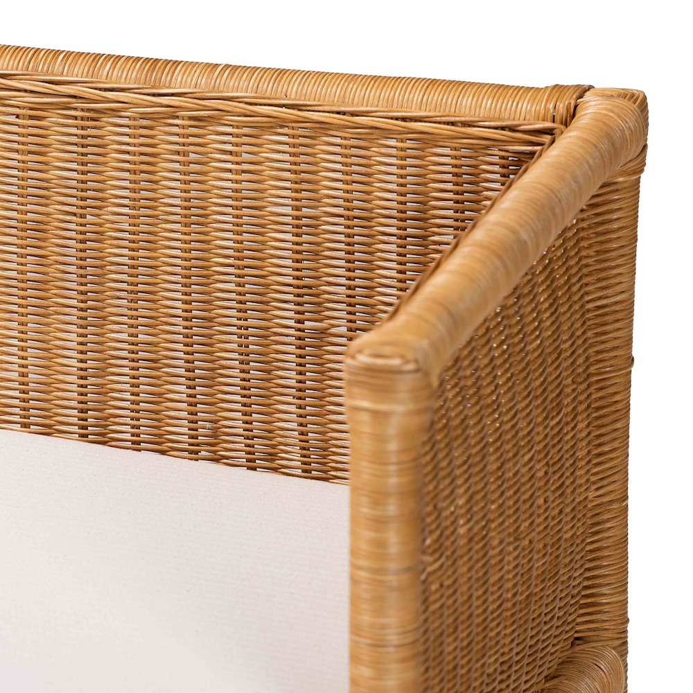 Seranay Bohemian Scallop Light Honey Rattan Accent Bench. Picture 5