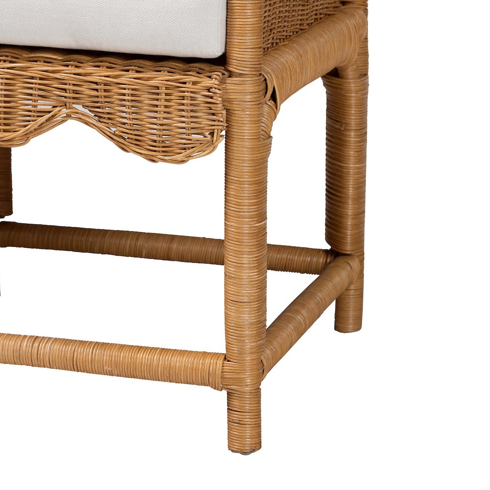 Seranay Bohemian Scallop Light Honey Rattan Accent Bench. Picture 6