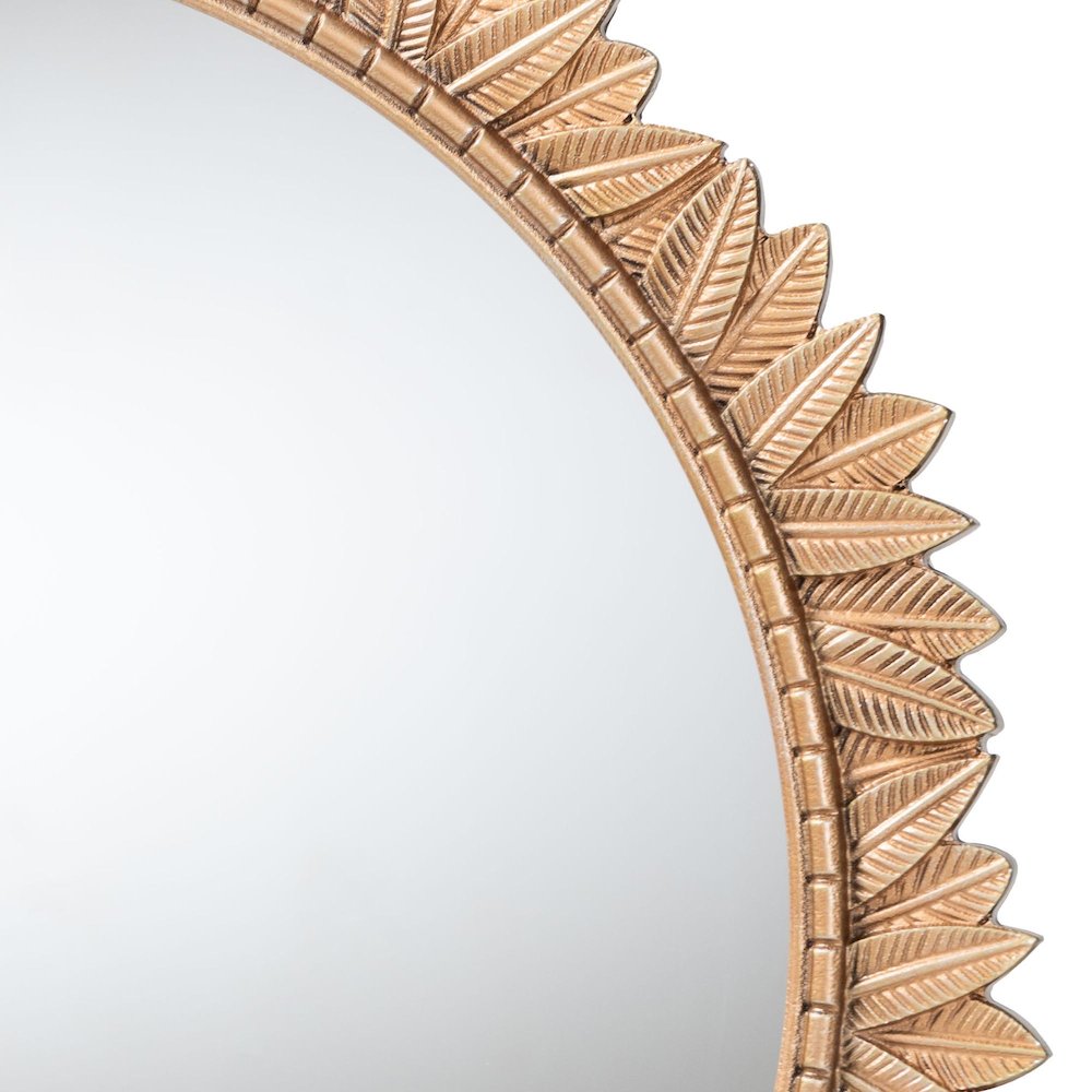 Baxton Studio Caitlin Antique Gold Finished Wood Round Accent Wall Mirror. Picture 2