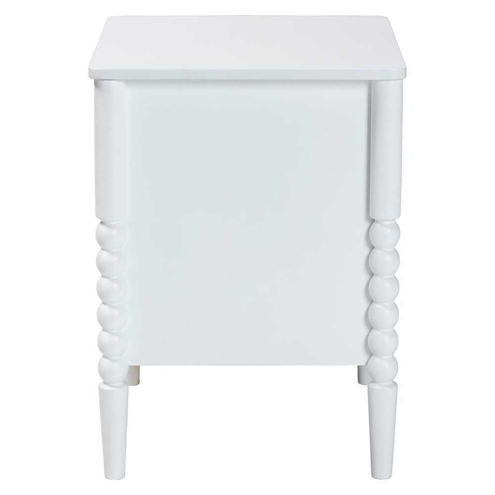 Lucera Mid-Century White 2-Drawer Bobbin Nightstand. Picture 4