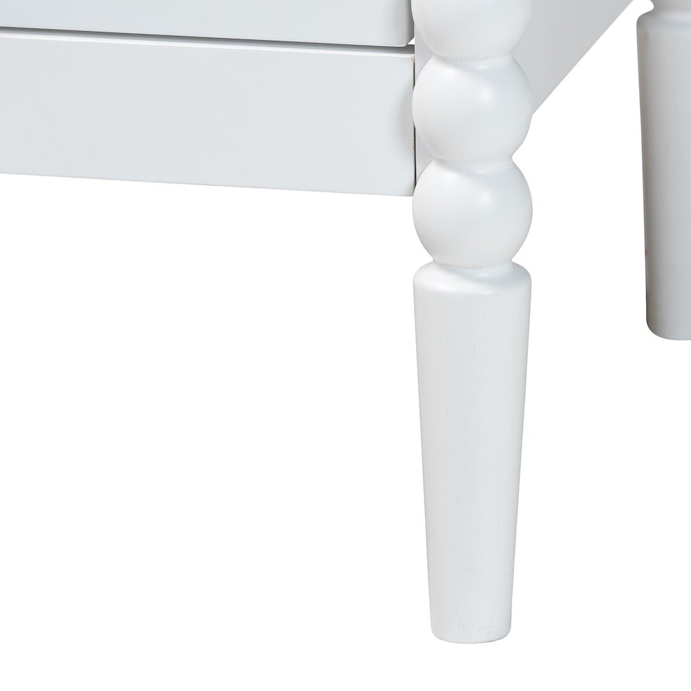 Lucera Mid-Century White 2-Drawer Bobbin Nightstand. Picture 6