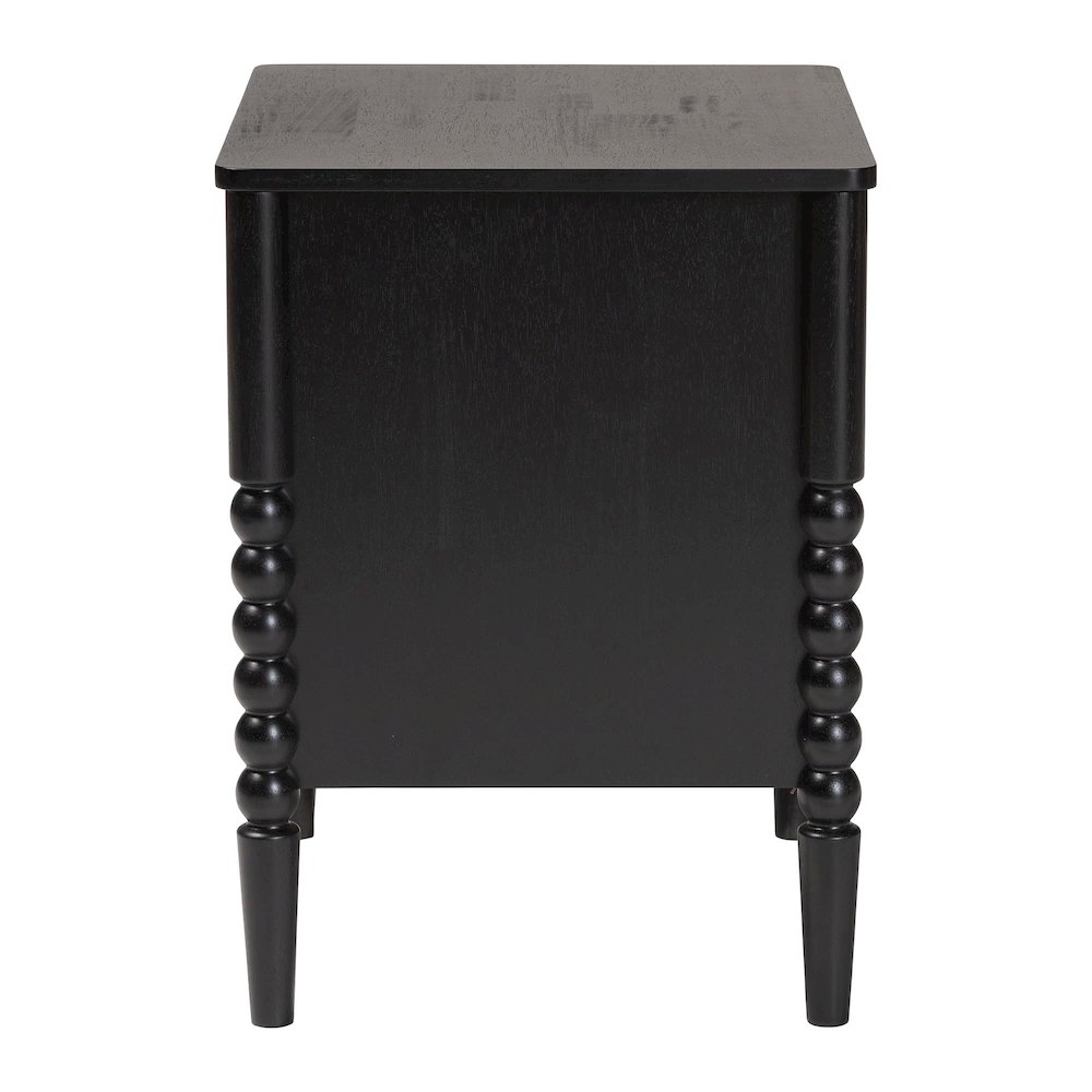 Lucera Mid-Century Black 2-Drawer Bobbin Nightstand. Picture 4