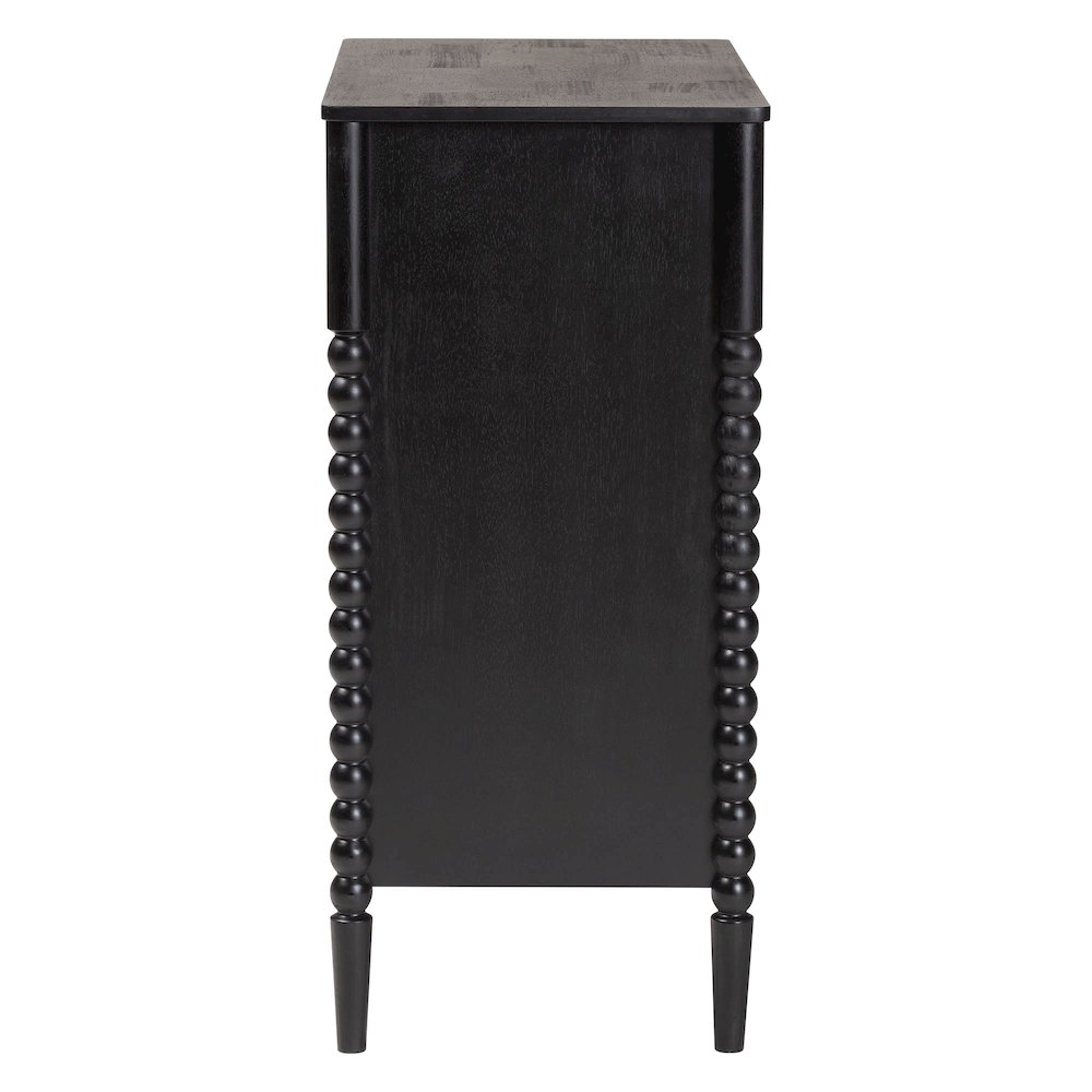 Lucera Mid-Century Black Bobbin Wood 4-Drawer Chest. Picture 4