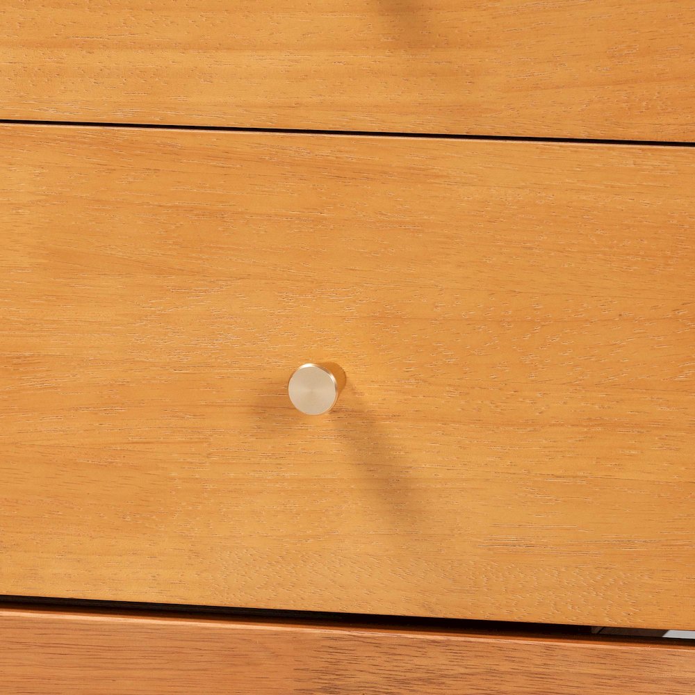 Lucera Mid-Century Oak Brown Bobbin Wood 4-Drawer Chest. Picture 5