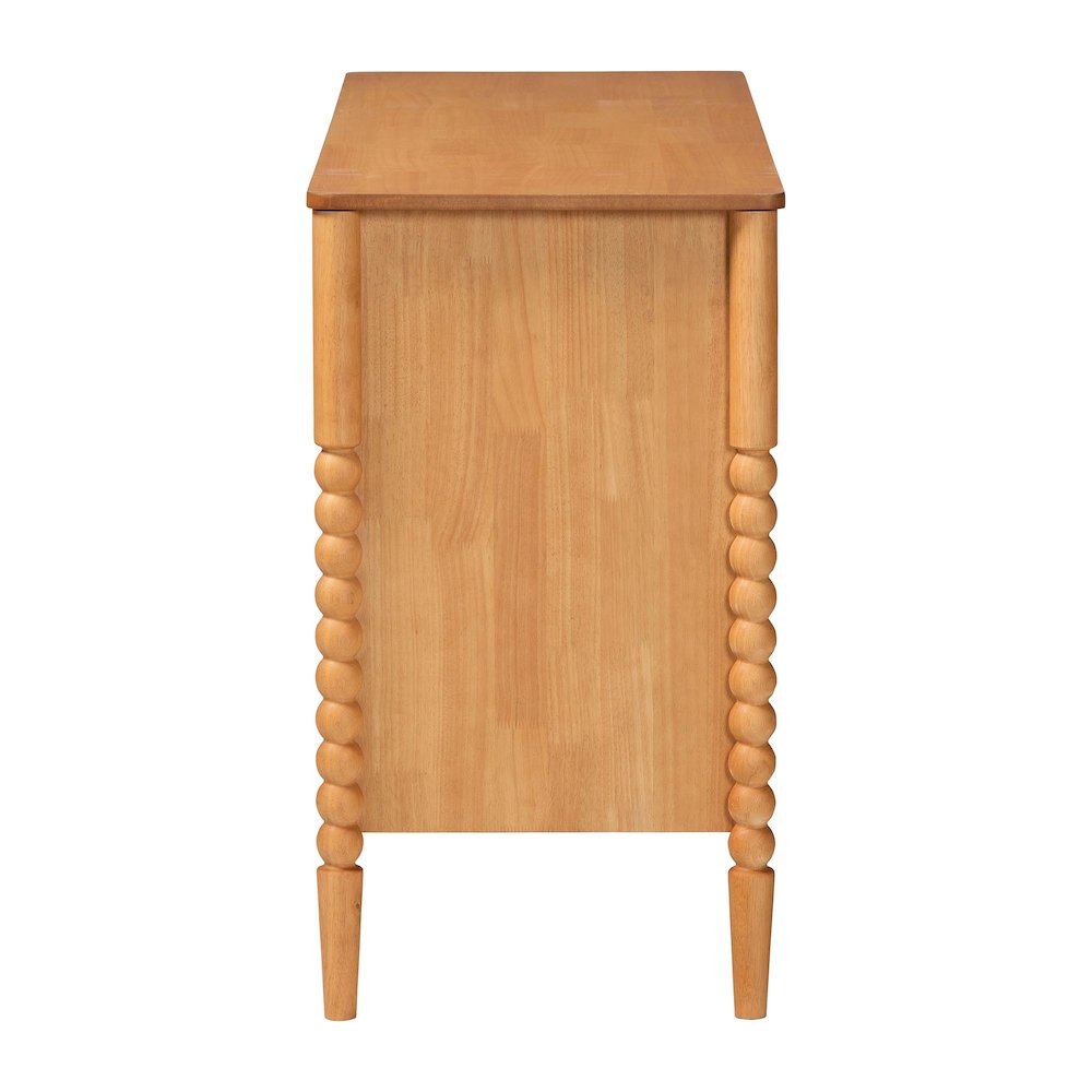Lucera Mid-Century Oak Brown Bobbin Wood 6-Drawer Dresser. Picture 5