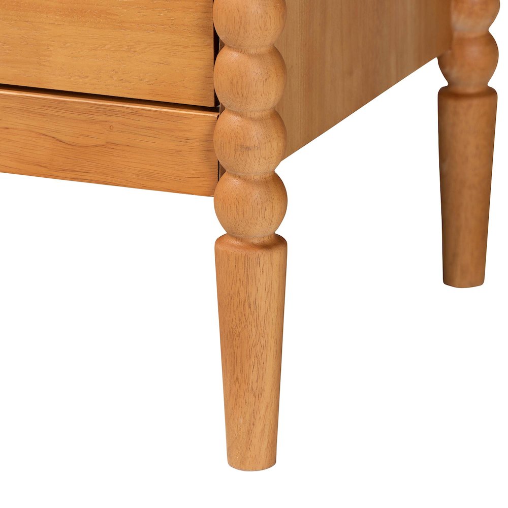Lucera Mid-Century Oak Brown Bobbin Wood 6-Drawer Dresser. Picture 7
