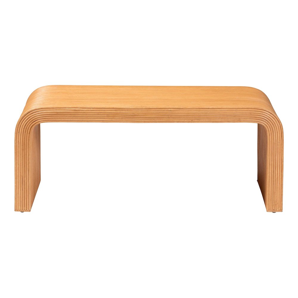 Guevara Bohemian Light Honey Fluted Rattan Coffee Table. Picture 2