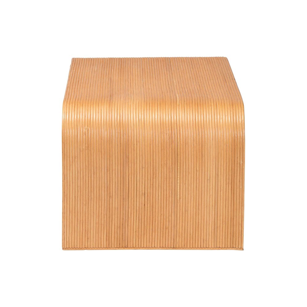 Guevara Bohemian Light Honey Fluted Rattan Coffee Table. Picture 4