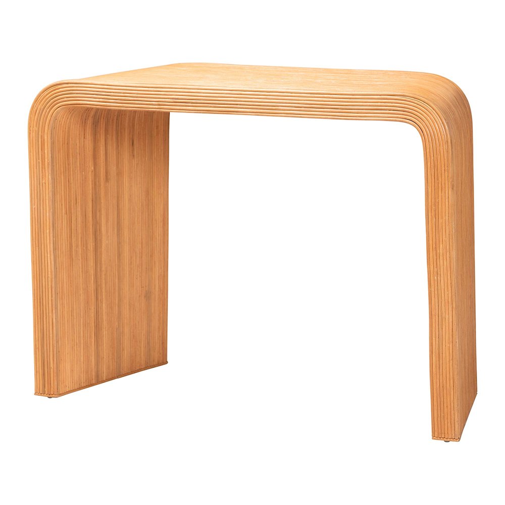 Eilis Bohemian Light Honey Fluted Rattan Waterfall Console Table. Picture 2