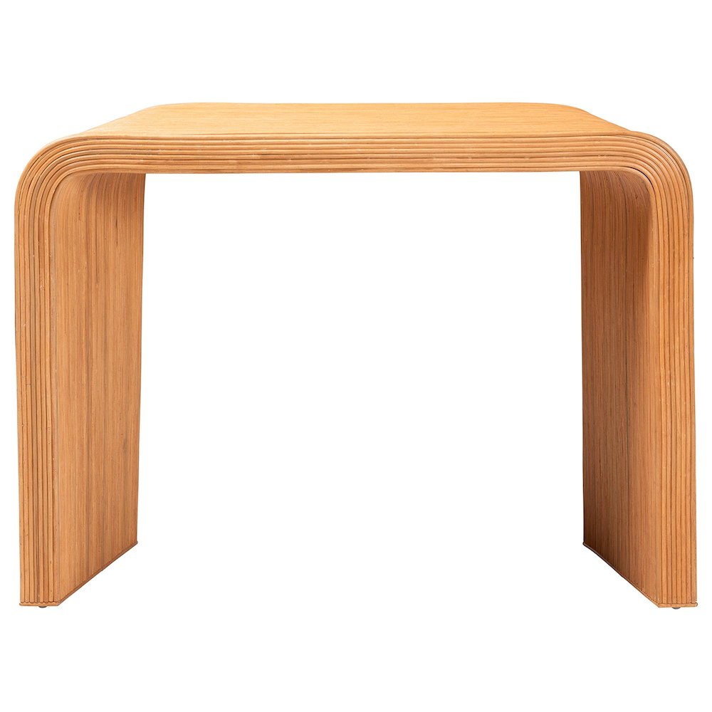Eilis Bohemian Light Honey Fluted Rattan Waterfall Console Table. Picture 3