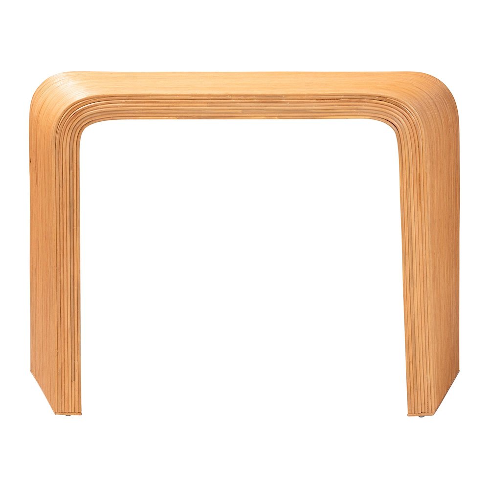 Eilis Bohemian Light Honey Fluted Rattan Waterfall Console Table. Picture 5