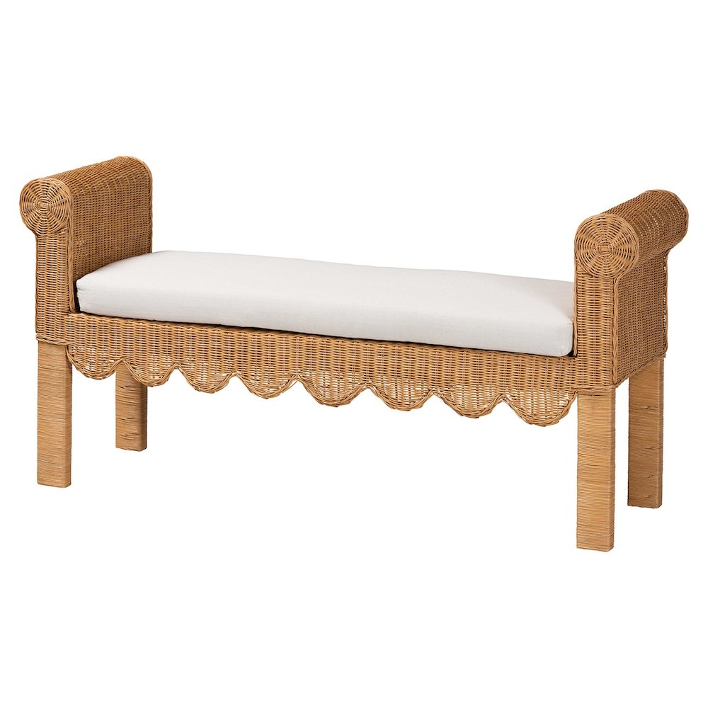 Reiko Handwoven Natural Rattan Bench. Picture 1