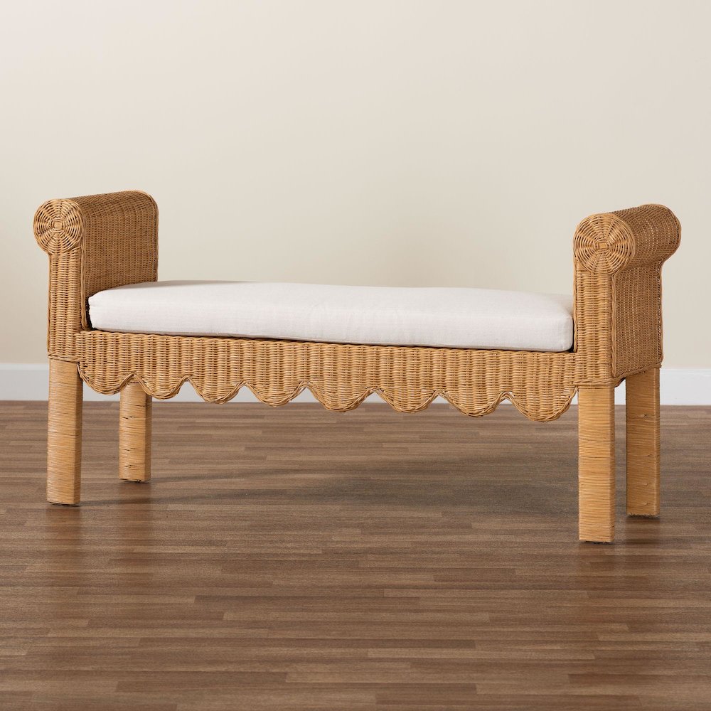 Reiko Handwoven Natural Rattan Bench. Picture 8