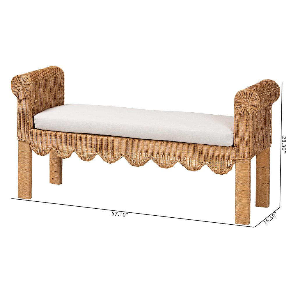 Reiko Handwoven Natural Rattan Bench. Picture 9