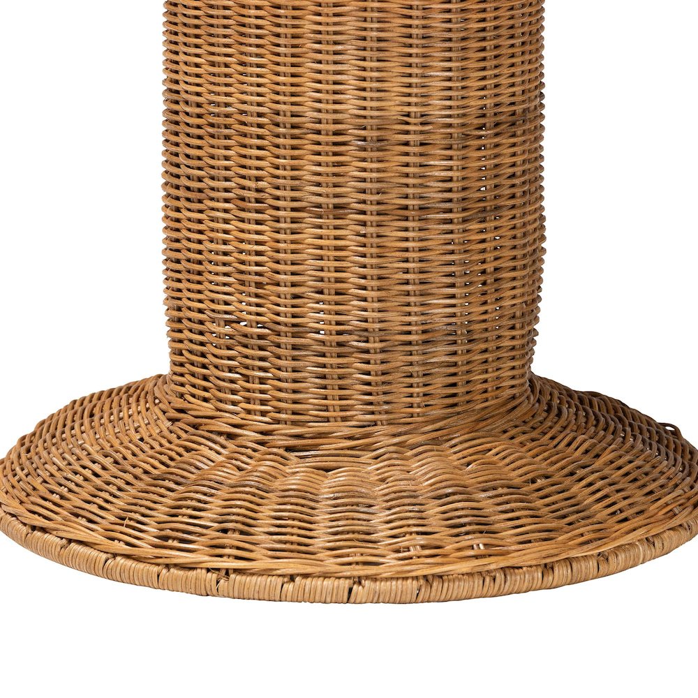 Pabla Bohemian Light Honey Rattan Scalloped Console Table. Picture 3