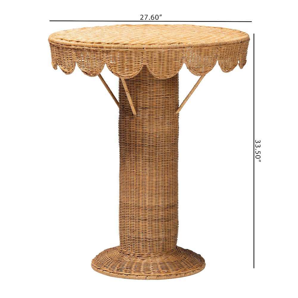Pabla Bohemian Light Honey Rattan Scalloped Console Table. Picture 8