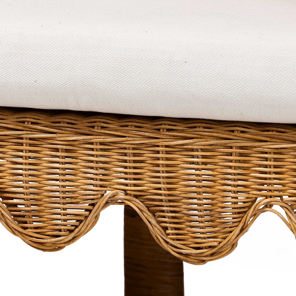 Seranay Bohemian Scallop Light Honey Rattan Long Dining Bench. Picture 5