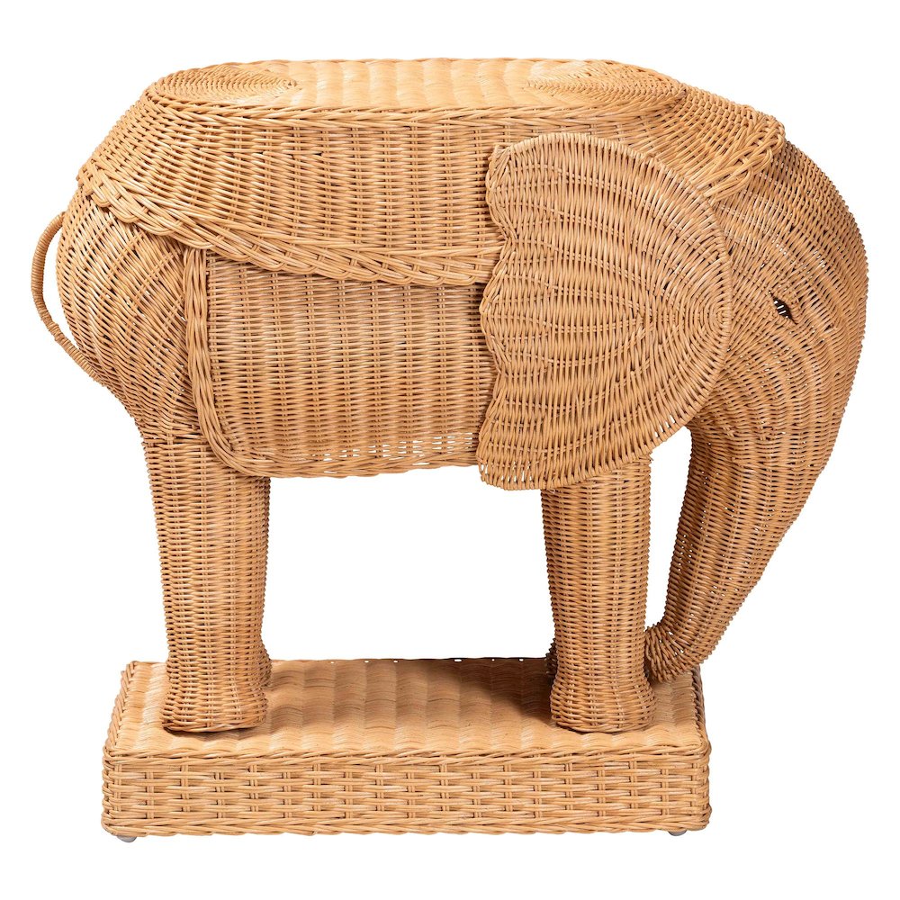 Elissa Bohemian Light Honey Rattan Elephant End Table. Picture 2
