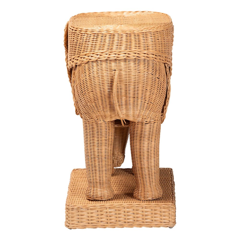 Elissa Bohemian Light Honey Rattan Elephant End Table. Picture 3