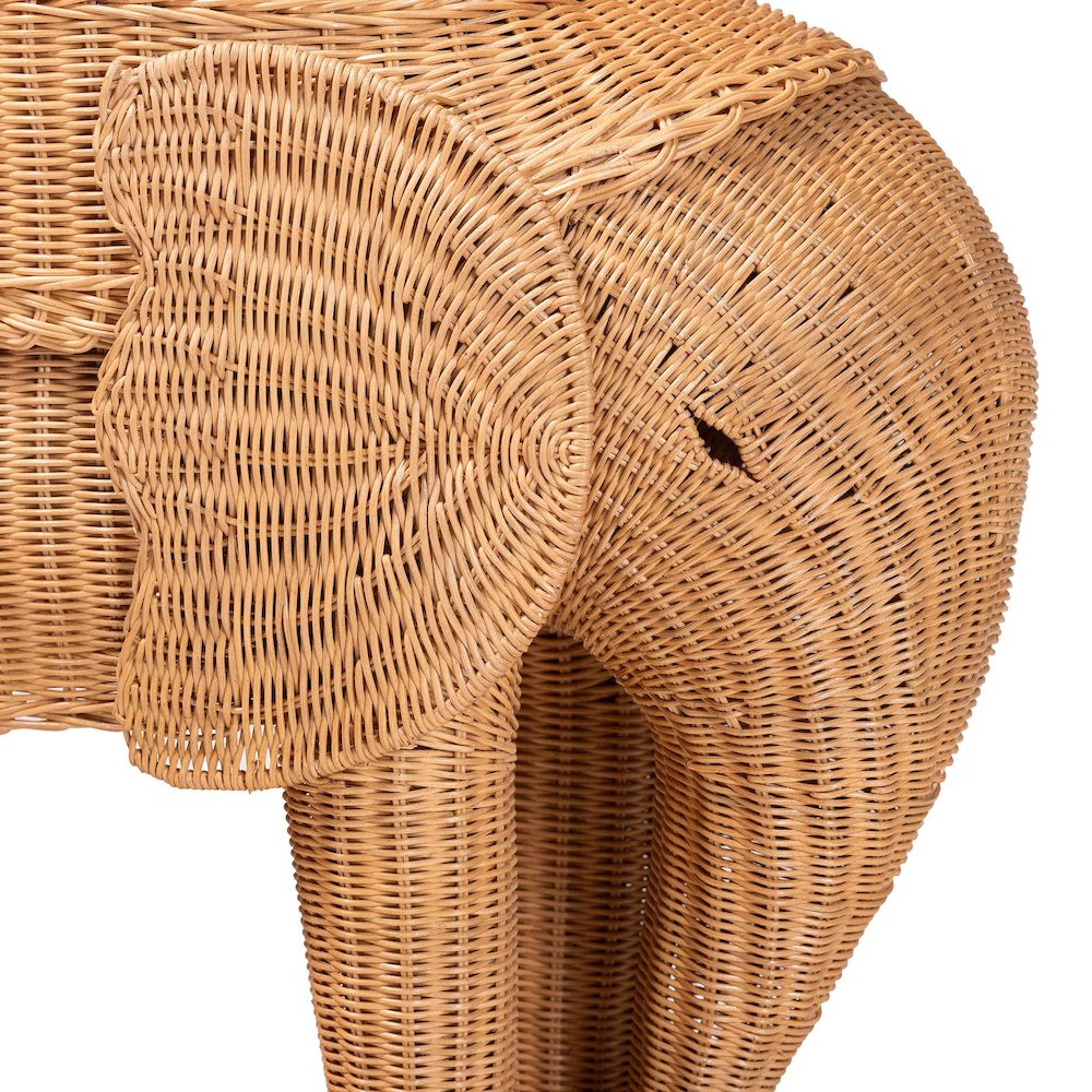 Elissa Bohemian Light Honey Rattan Elephant End Table. Picture 4