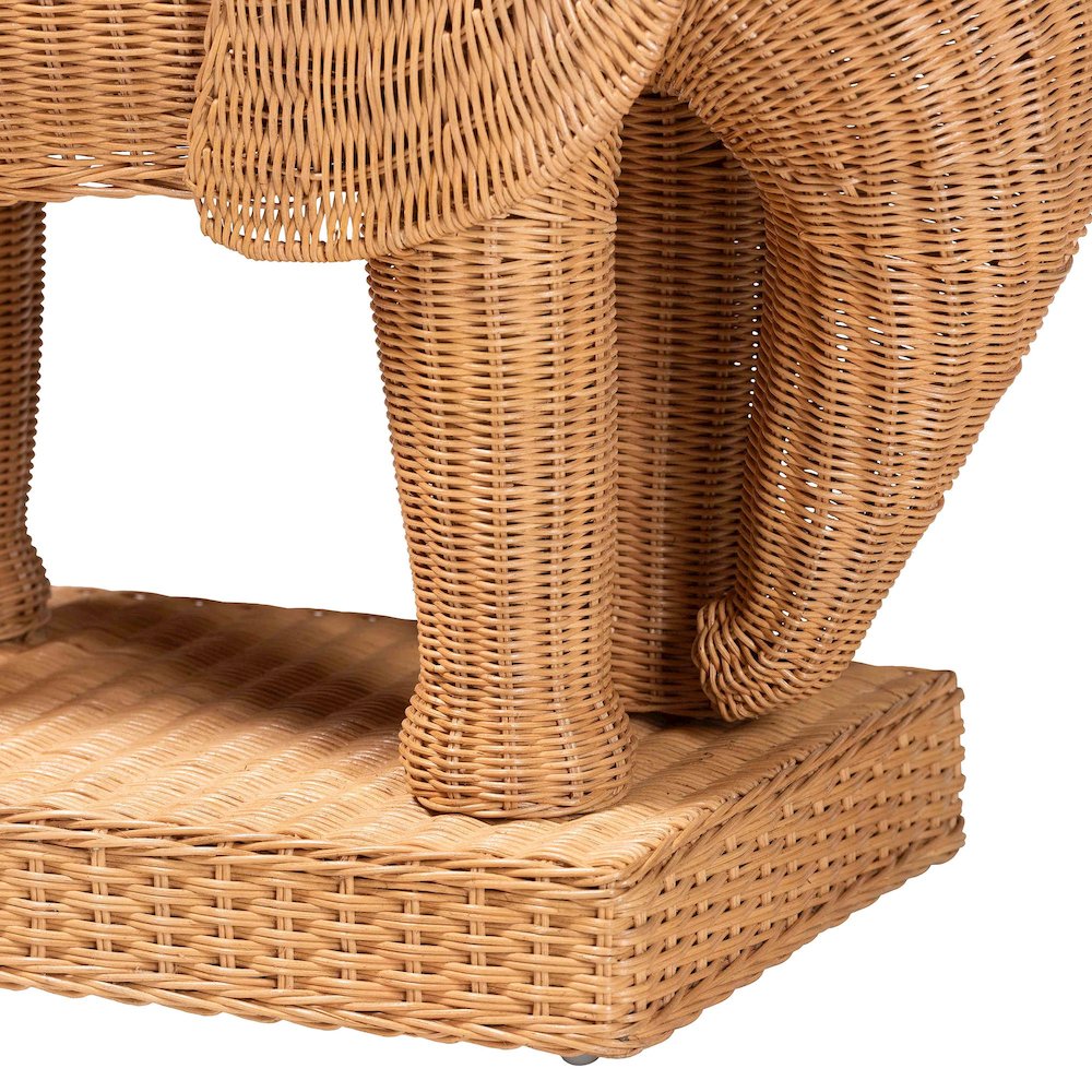 Elissa Bohemian Light Honey Rattan Elephant End Table. Picture 5