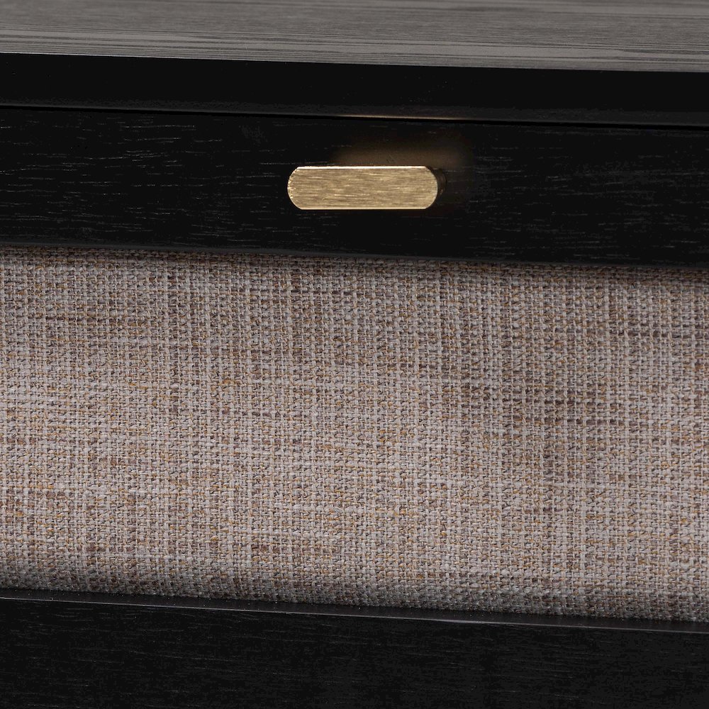 Shirin Mid-Century Beige Fabric and Black Wood 1-Drawer Nightstand. Picture 5