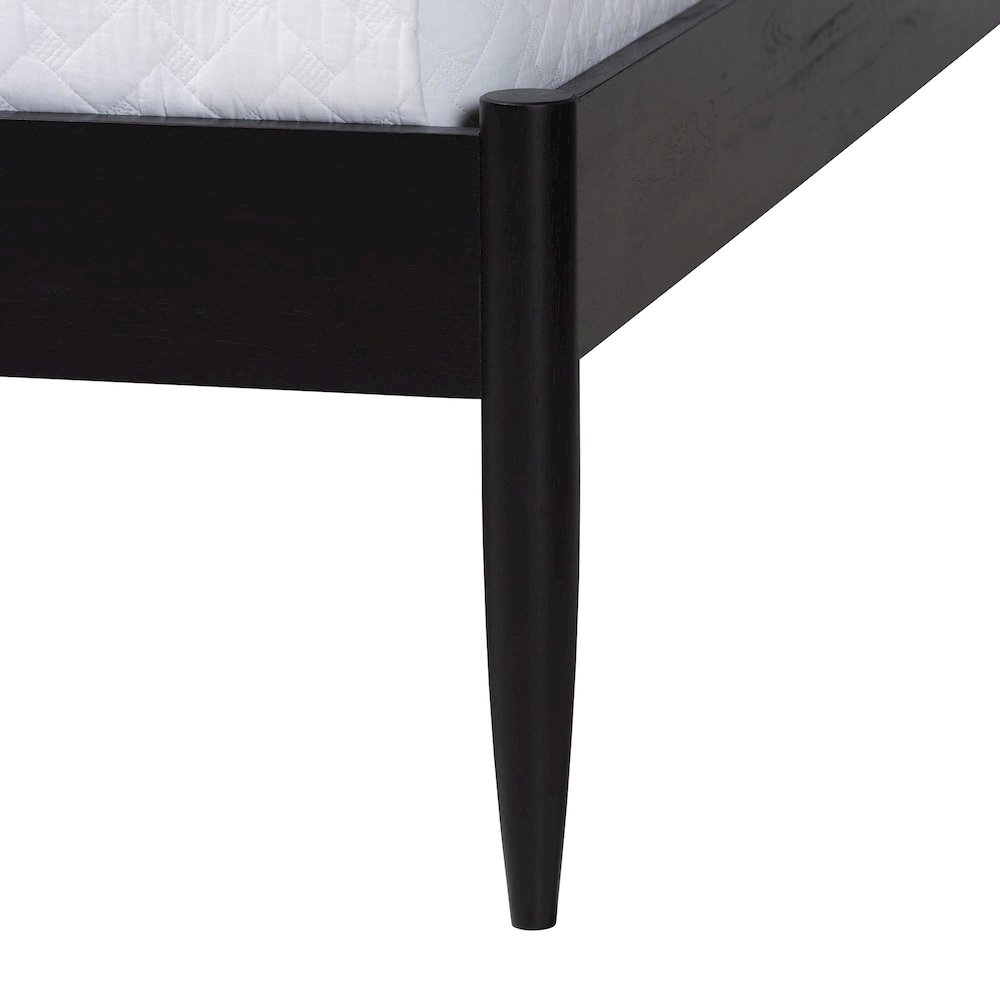 Florica Art Deco Black Wood Queen Platform Bed. Picture 5