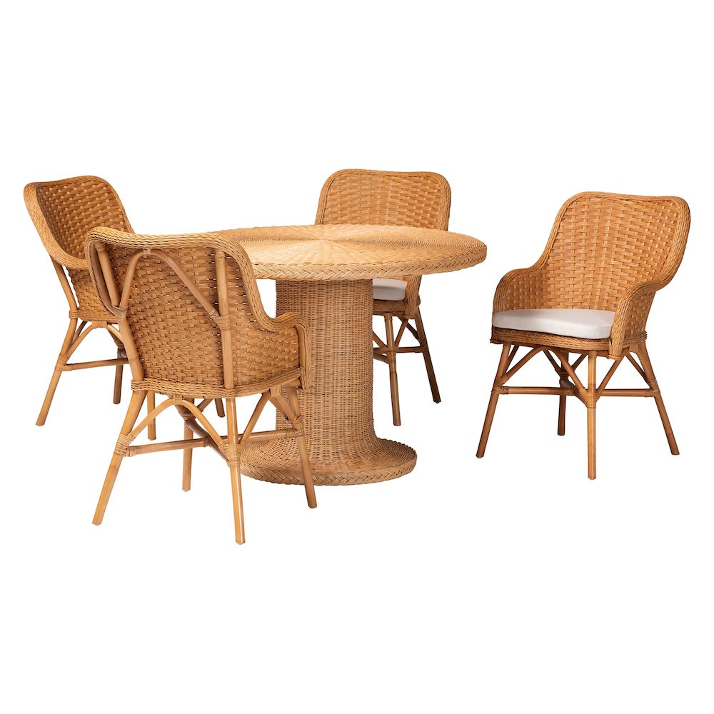 Wistan 5-Piece Rattan Dining Set - Round Wicker Table. Picture 2