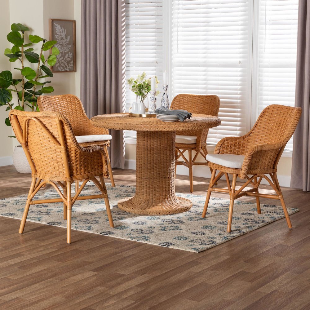 Wistan 5-Piece Rattan Dining Set - Round Wicker Table. Picture 8