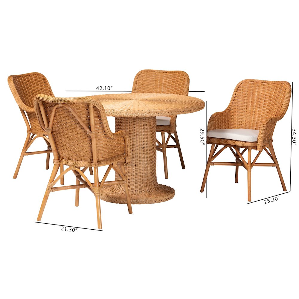 Wistan 5-Piece Rattan Dining Set - Round Wicker Table. Picture 9