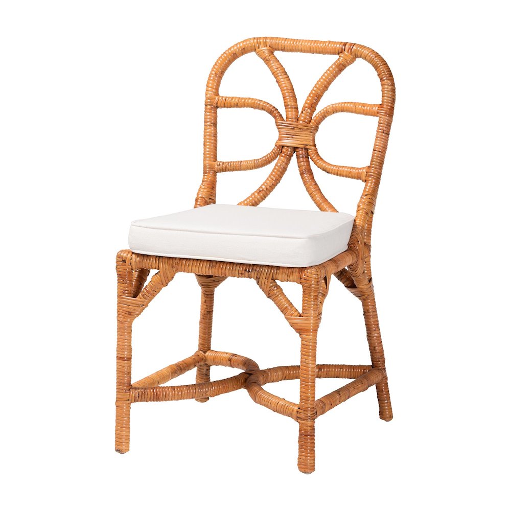 5-Piece Dining Set -Round Wicker Table,Pedestal Base, 4 Side Chairs, Light Honey. Picture 2