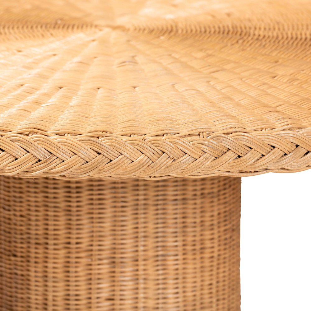 Farrow Bohemian Braided Light Honey Rattan Dining Table. Picture 2