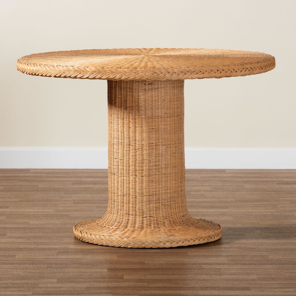 Farrow Bohemian Braided Light Honey Rattan Dining Table. Picture 7