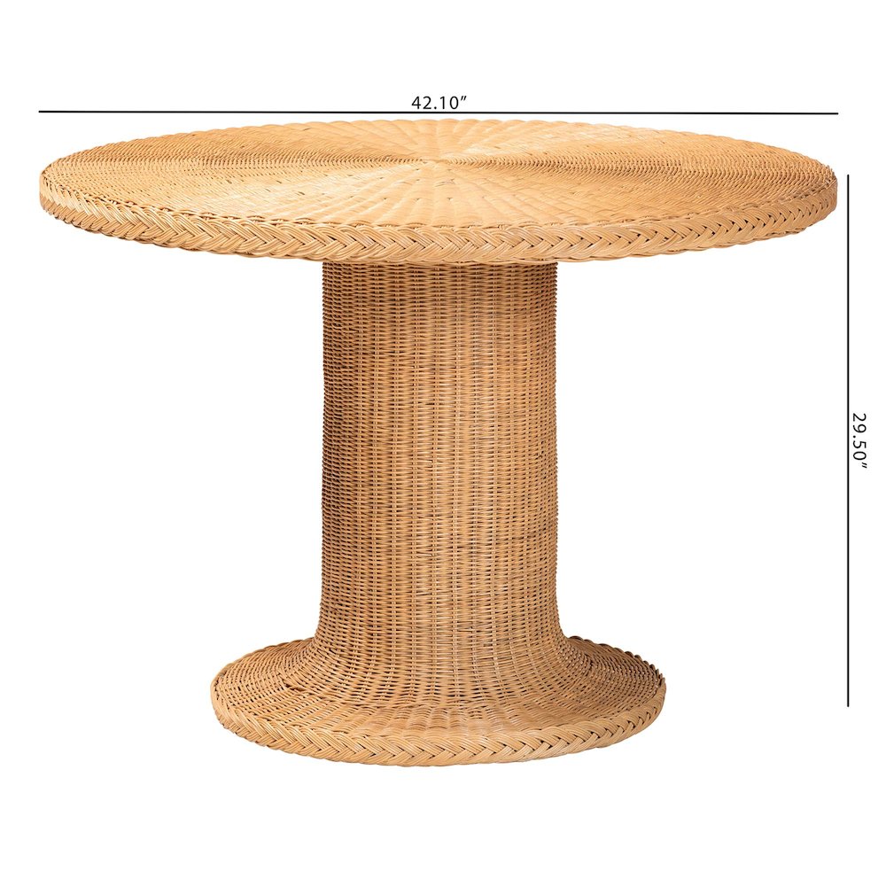 Farrow Bohemian Braided Light Honey Rattan Dining Table. Picture 8