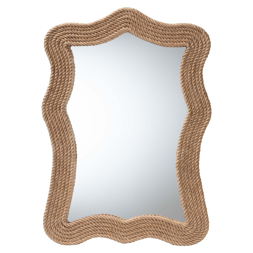 Quiana Coastal Woven Rope Accent Wall Mirror. Picture 1