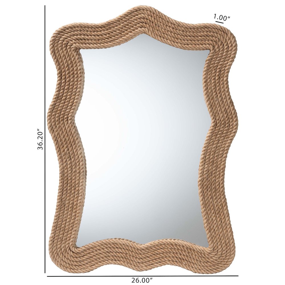 Quiana Coastal Woven Rope Accent Wall Mirror. Picture 4
