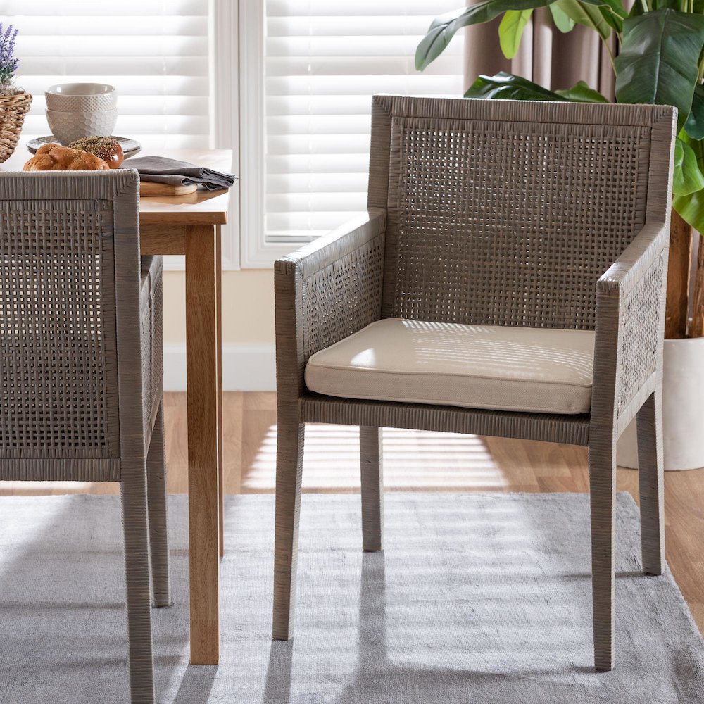 Karis Natural Rattan Dining Armchair. Picture 8