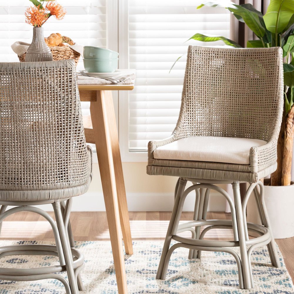 Bella Swivel Rattan Counter Stool. Picture 7