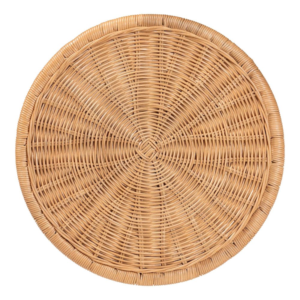 Caroline Round Natural Rattan End Table - Handwoven Wicker Drum Shape. Picture 4