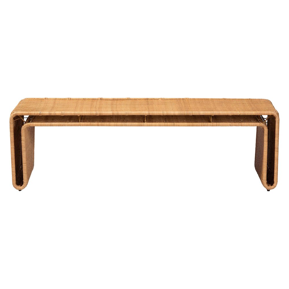 Nevada Bohemian Light Honey Rattan Accent Bench. Picture 2