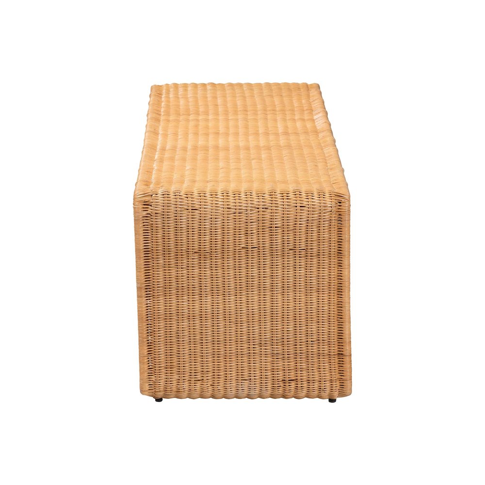 Nevada Bohemian Light Honey Rattan Accent Bench. Picture 3