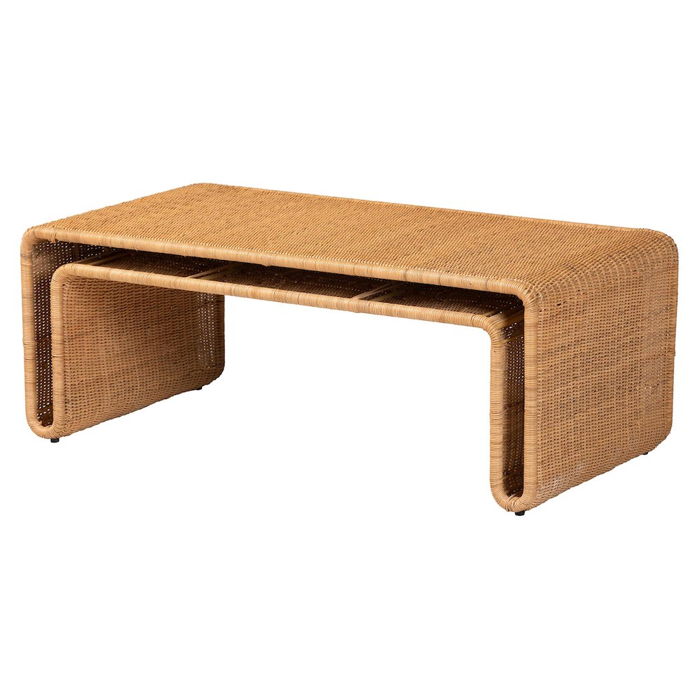 Nevada Bohemian Light Honey Rattan Coffee Table. Picture 1