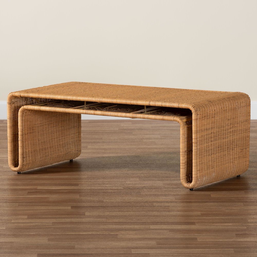 Nevada Bohemian Light Honey Rattan Coffee Table. Picture 7