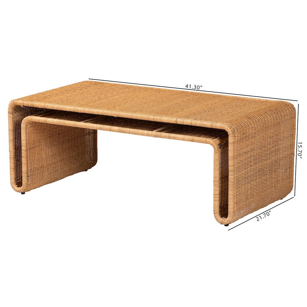 Nevada Bohemian Light Honey Rattan Coffee Table. Picture 3