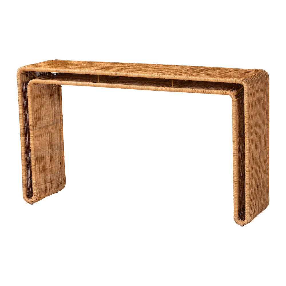 Nevada Bohemian Light Honey Rattan Console Table. Picture 1