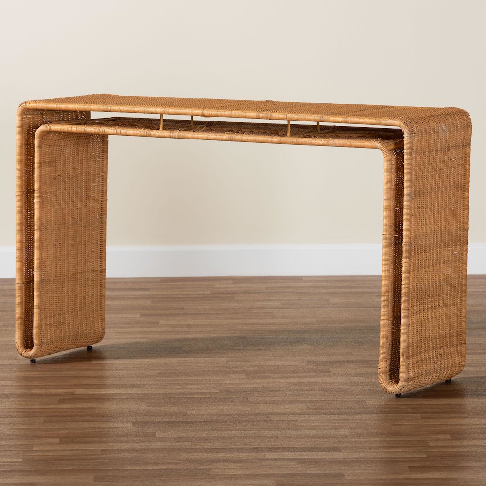 Nevada Bohemian Light Honey Rattan Console Table. Picture 7