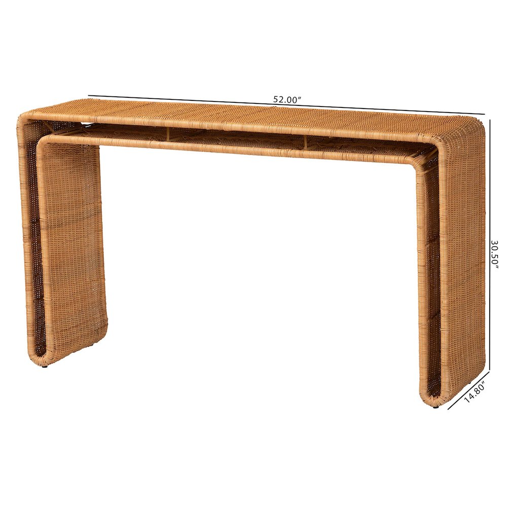 Nevada Bohemian Light Honey Rattan Console Table. Picture 8